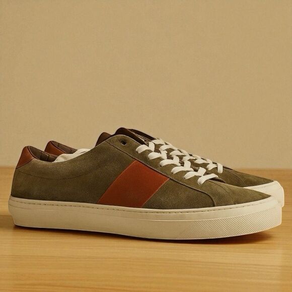 Good Man Brand Sneakers Mens 13 Legacy Lo Top Midtown Stripe Army Vachetta Suede - Picture 1 of 14